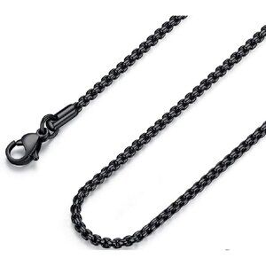 Unisex 3mm wide-stainless steel Stainless Steel Black Rolo Cable Chain Necklace